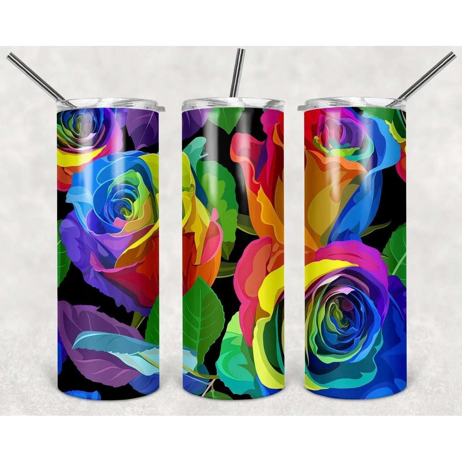 Multicolor Roses Skinny Tumbler My Simple Creations