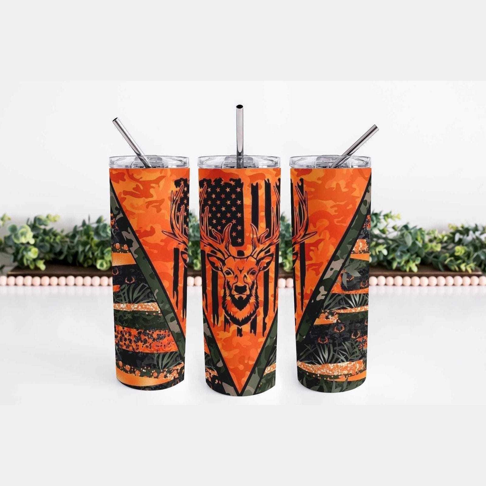 Orange Camo Deer 20oz Skinny Tumbler My Simple Creations