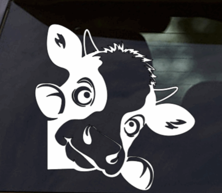 Peeking Cow Vinyl Window Decal