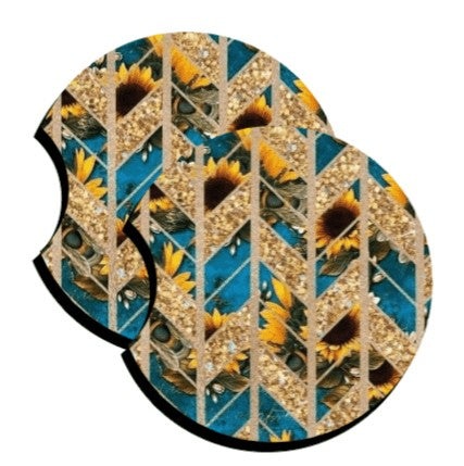 Sunflower Chevron Car Coaster My Simple Creations