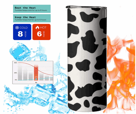 Stainless Steel, 20oz Cat Themed Skinny Tumbler w/lid & straw