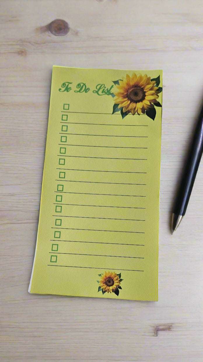 Yellow Sunflower To Do List/Note pad