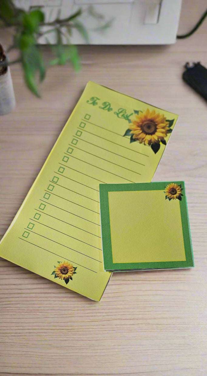 Yellow Sunflower To Do List/Note pad