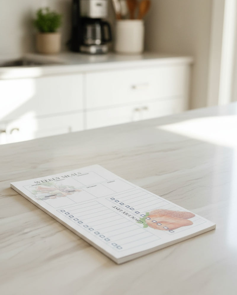 Weekly Meal Planner with Grocery List Pad, 5.5" x 8.5", 30# paper