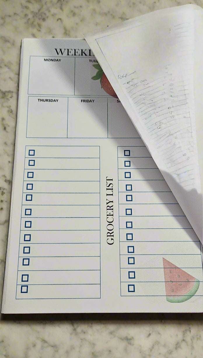Weekly Meal Planner with Grocery List Pad, 5.5" x 8.5", 30# paper