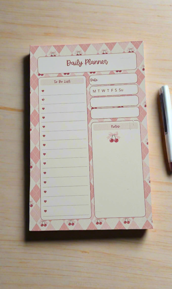 Pink Cherry To Do List Pad, 5.5" x 8.5", 50 pages
