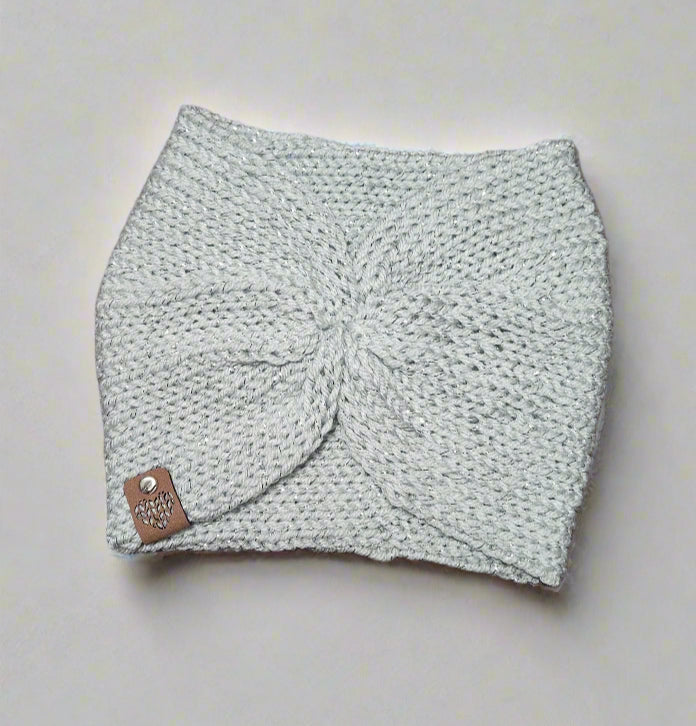 Baby Blue Sinched with Silver Threads Knitted Headband