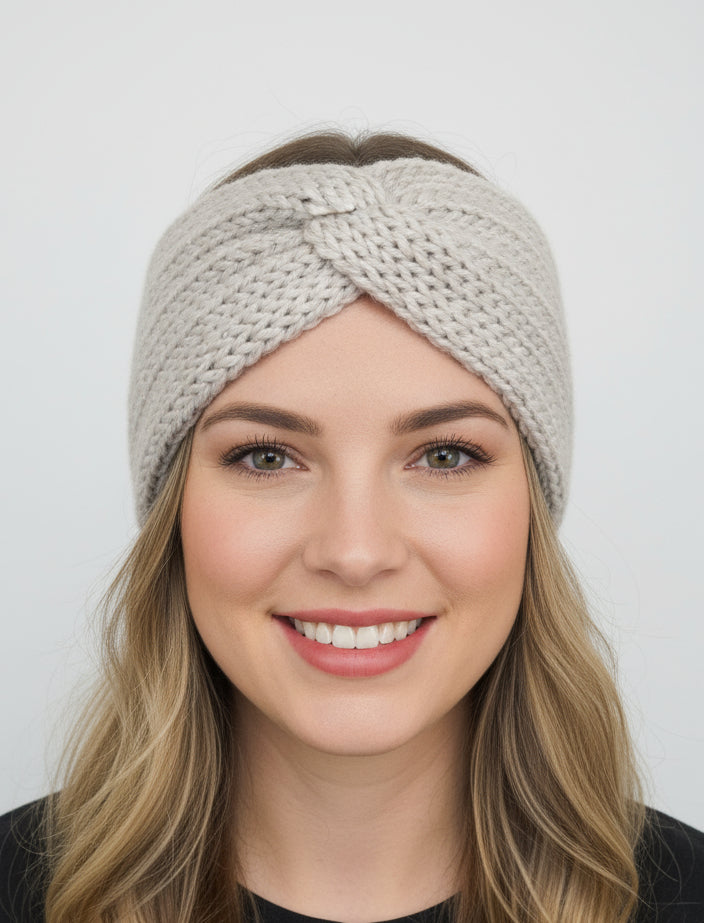 Baby Blue Sinched with Silver Threads Knitted Headband