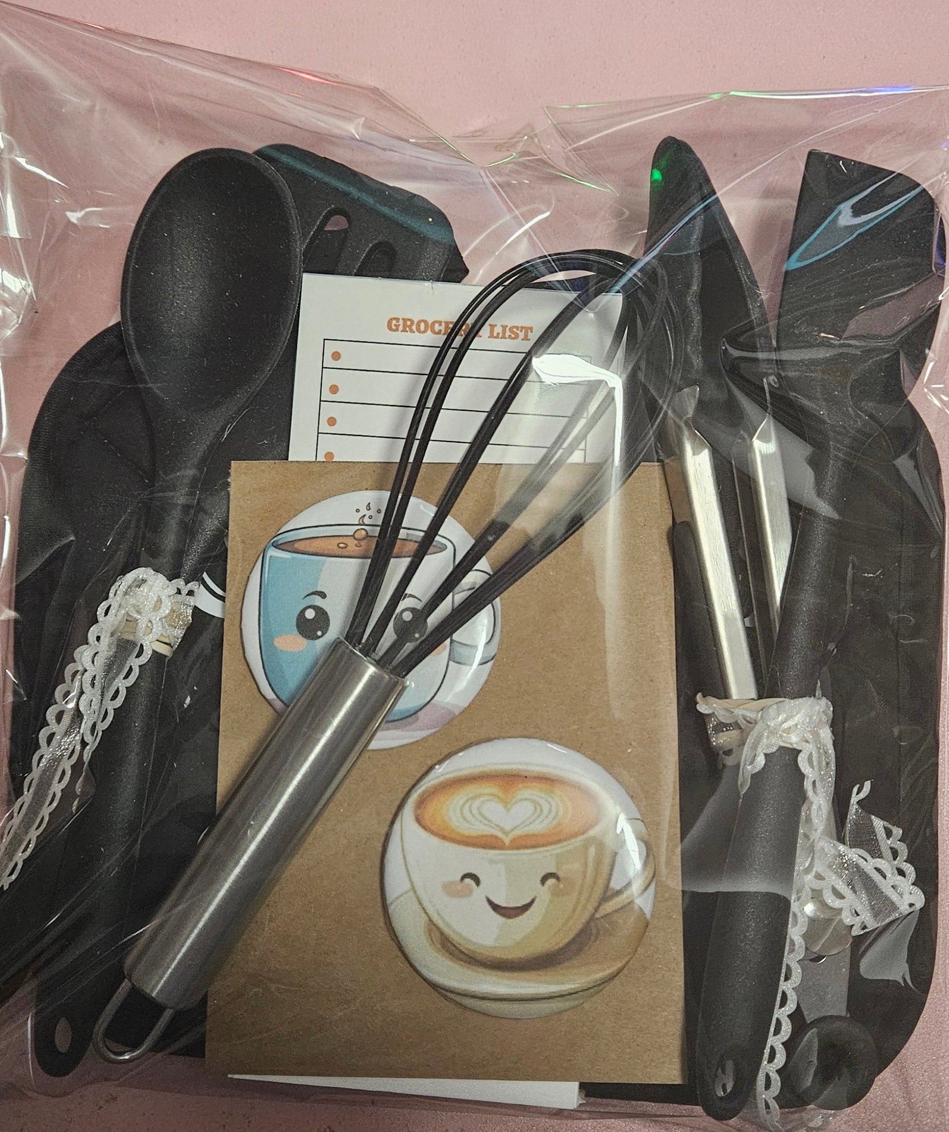 Potholder, Grocery List, kitchen utensils Gift Bag