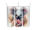 Koala Bear Themed Stainless Steel 20oz Skinny Tumbler w/lid & straw