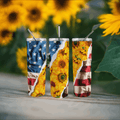 American Flag and Sunflower 20oz Skinny Tumbler My Simple Creations 