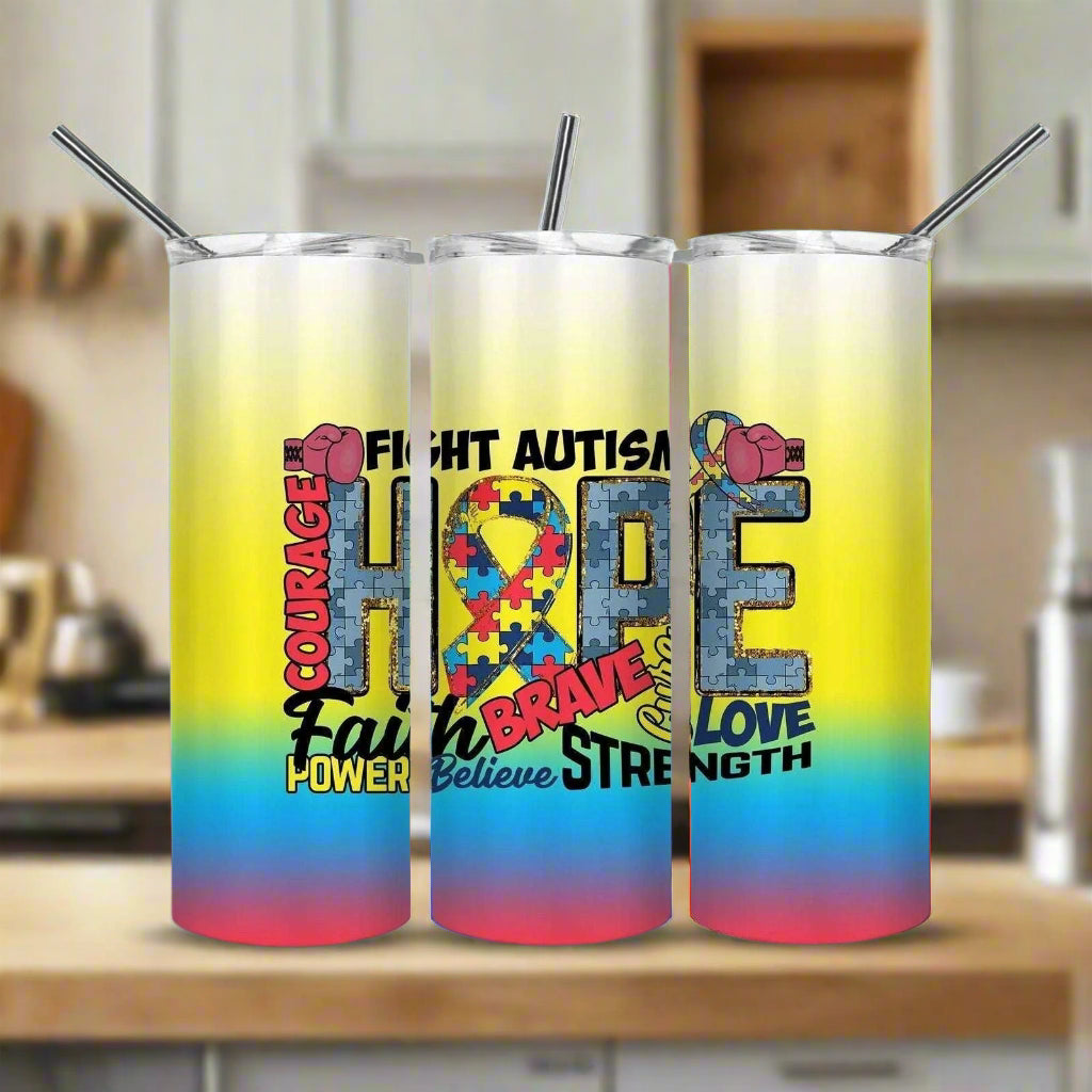 Autism Awareness 20oz Skinny Tumbler My Simple Creations 