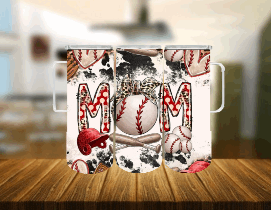 Baseball MOM 20oz Skinny Tumbler with Handle My Simple Creations 