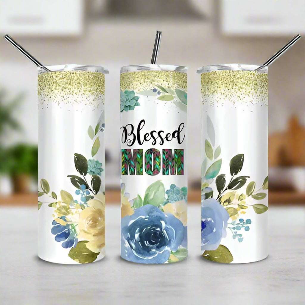 Blessed Mom Skinny tumbler My Simple Creations 