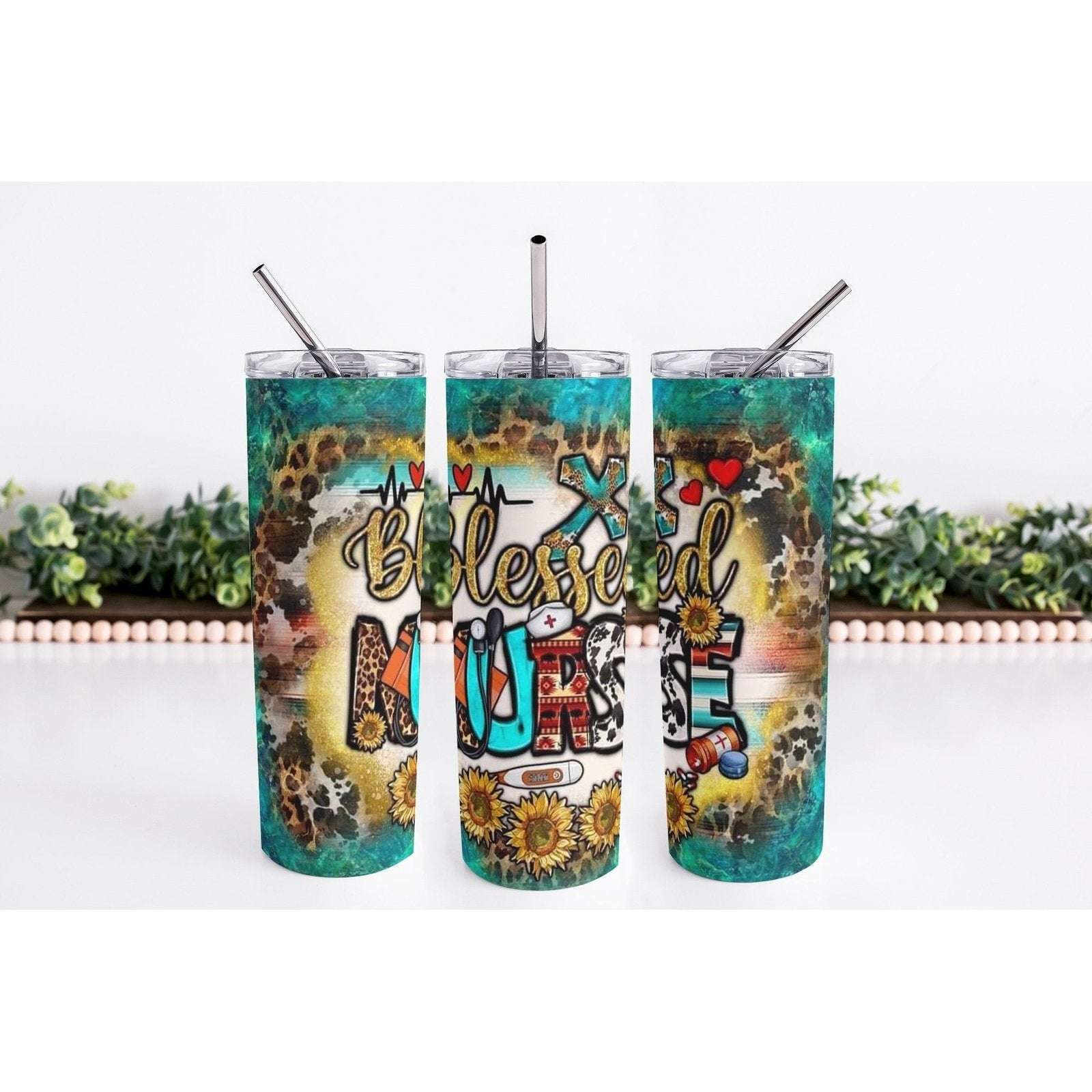 Blessed Nurse 20oz Stainless Steel Skinny Tumbler My Simple Creations 