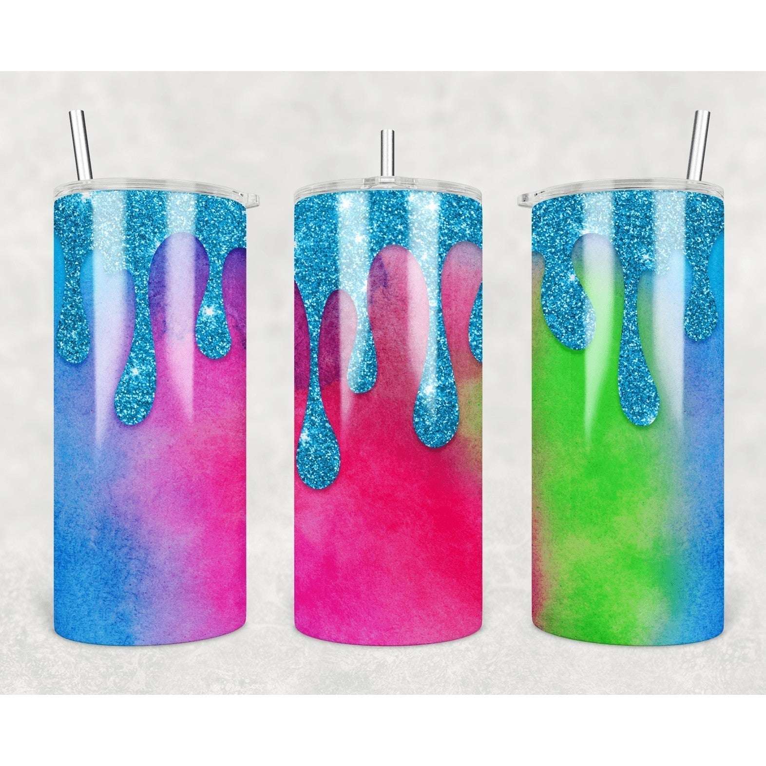 Blue Glitter Drip Fatty Straight Tumbler My Simple Creations 