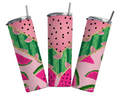 Stainless Steel 20oz Watermelon Themed Skinny Tumbler w/lid & straw