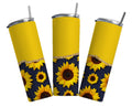 Stainless Steel, 20oz Yellow Sunflower Skinny Tumbler w/lid & straw