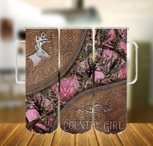 Country Girl 20oz Skinny Tumbler with Handle My Simple Creations 