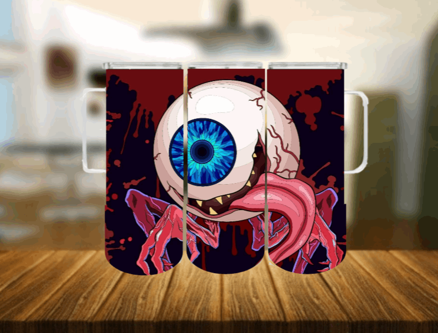 Eyeball Monster 20oz Skinny Tumbler with Handle My Simple Creations 
