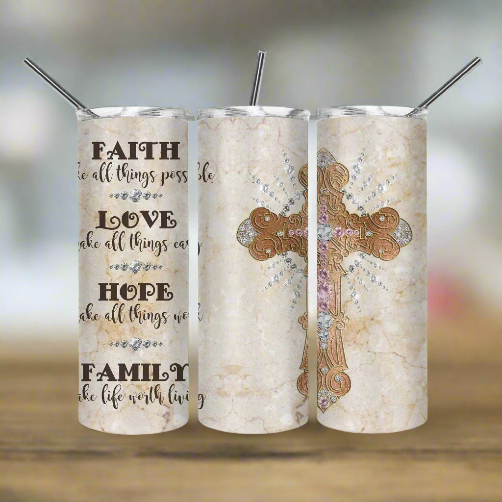 Faith Love Hope 20oz Skinny Tumbler My Simple Creations 