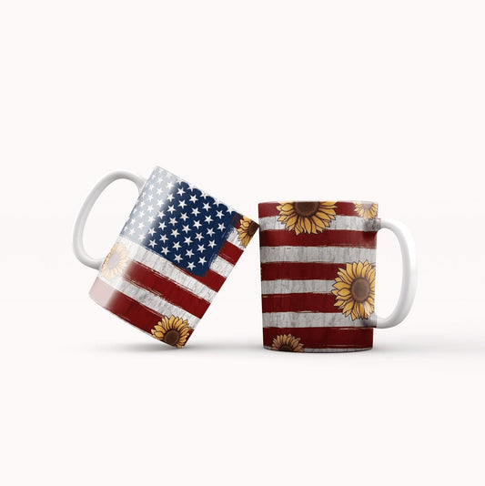 Flag and Sunflower Coffee Mug My Simple Creations 