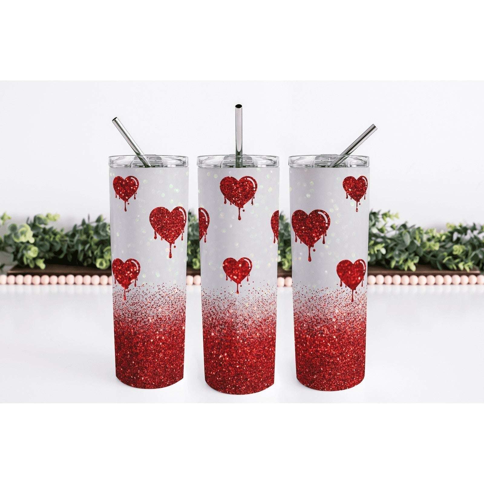 Glitter Hearts Skinny Tumbler My Simple Creations 