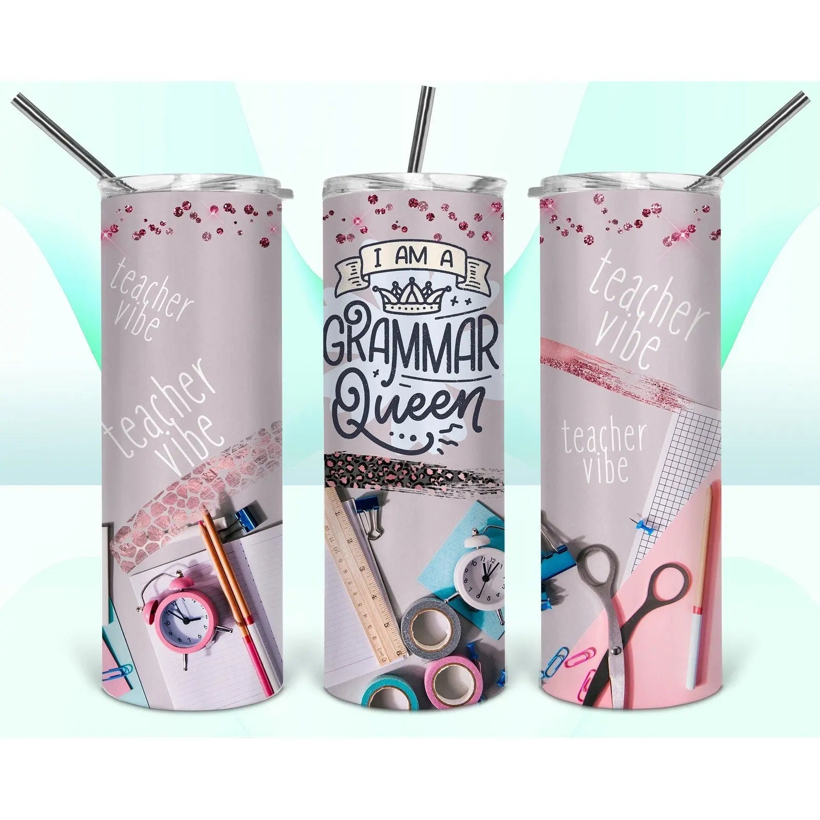 Grammer Queen (Teacher) Skinny Tumbler My Simple Creations 