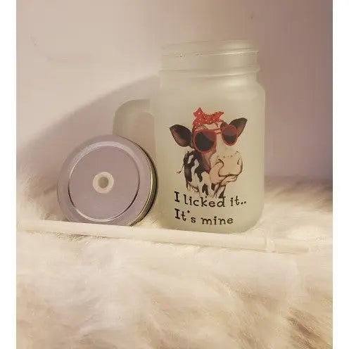 I Licked it....It's mine Frosted Mason Jar My Simple Creations 