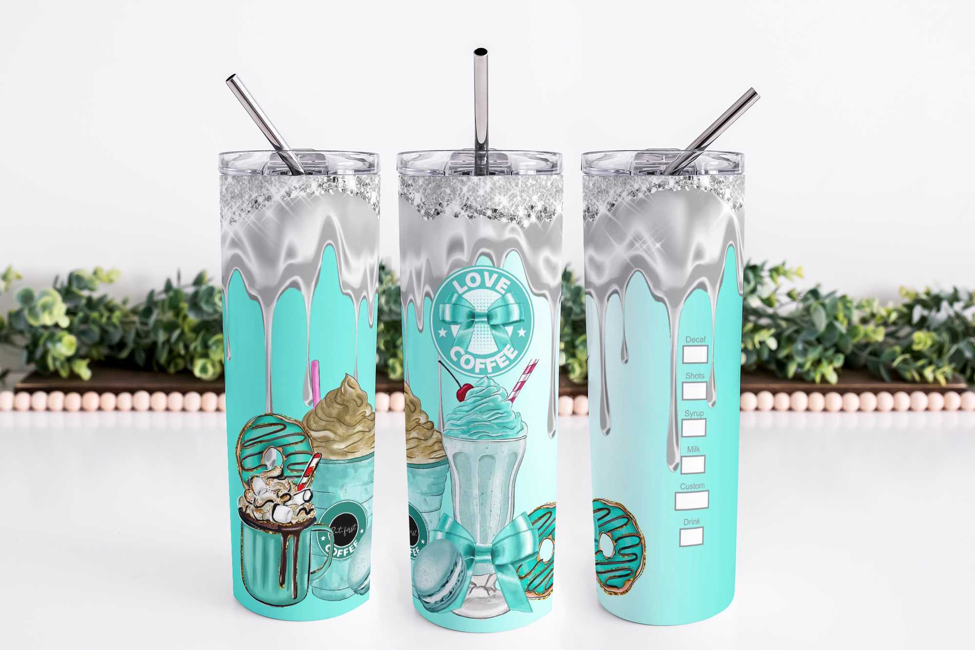 Love Coffee 20oz Skinny Tumbler My Simple Creations 