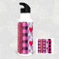 Pink Plaid Brush Strokes Water Bottle My Simple Creations 