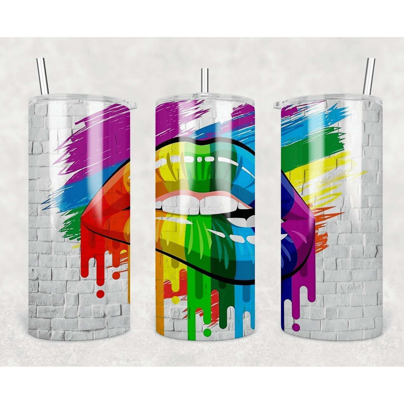 Rainbow Lips Fatty Straight Tumbler My Simple Creations 