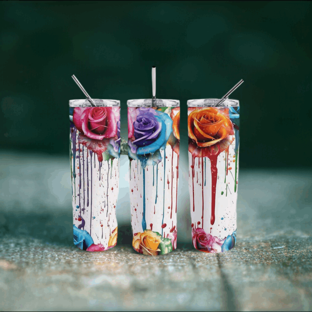 Rose Drip 20oz Skinny Tumbler My Simple Creations 