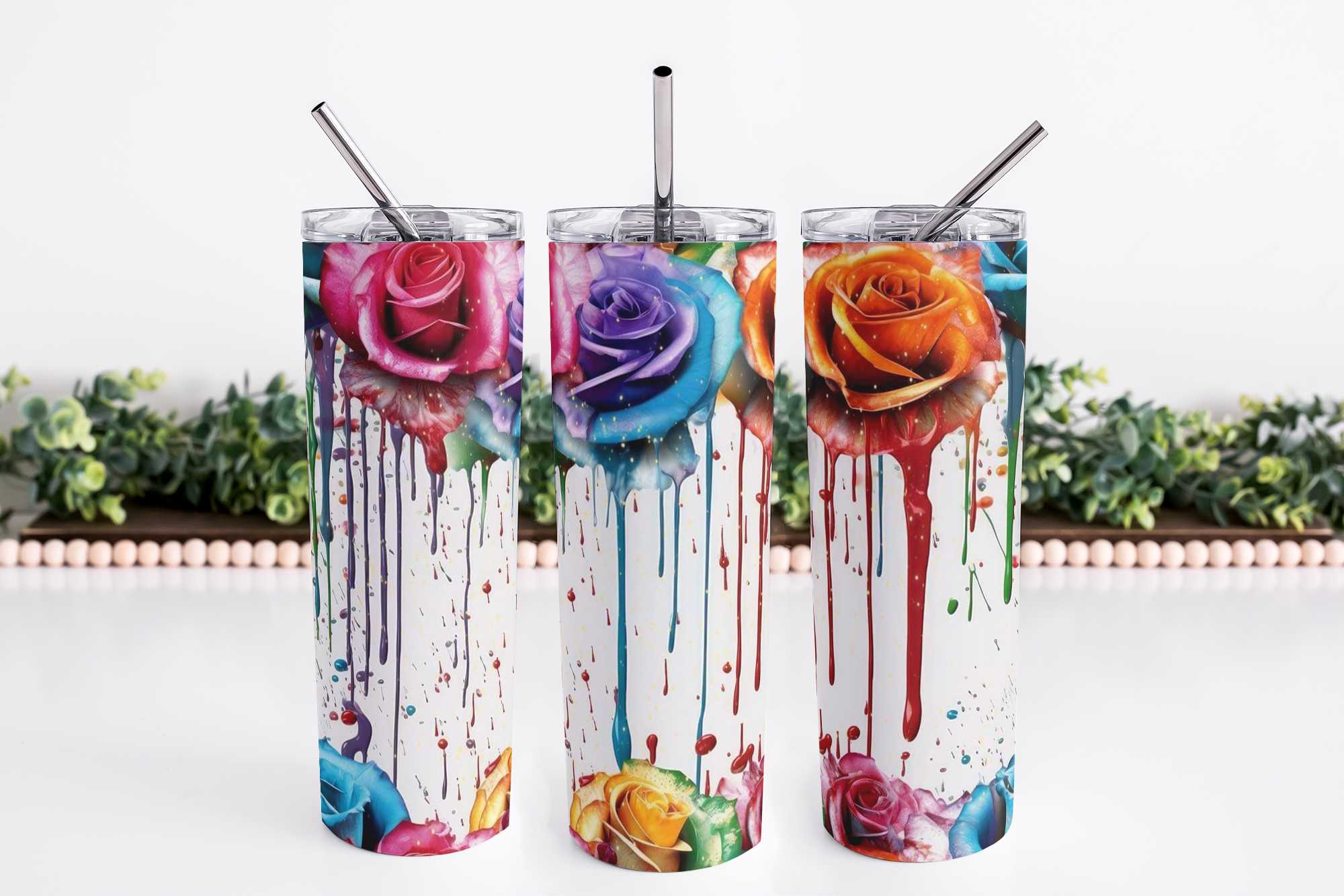 Rose Drip 20oz Skinny Tumbler My Simple Creations 