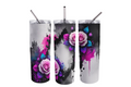 Stainless Steel, 20oz Rose Splatter Skinny Tumbler w/lid & straw