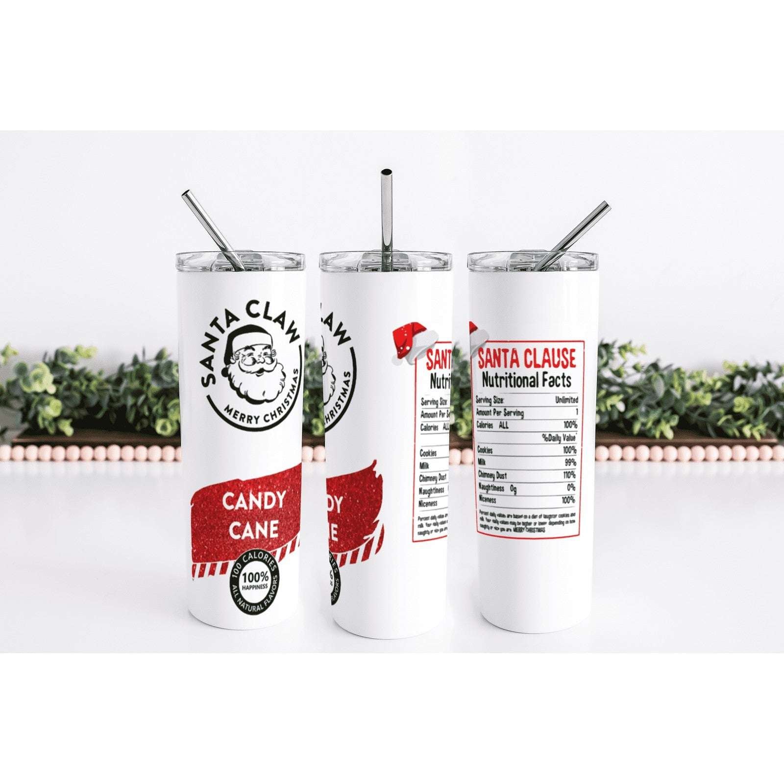 Santa Claus Candy Cane Skinny Tumbler My Simple Creations 