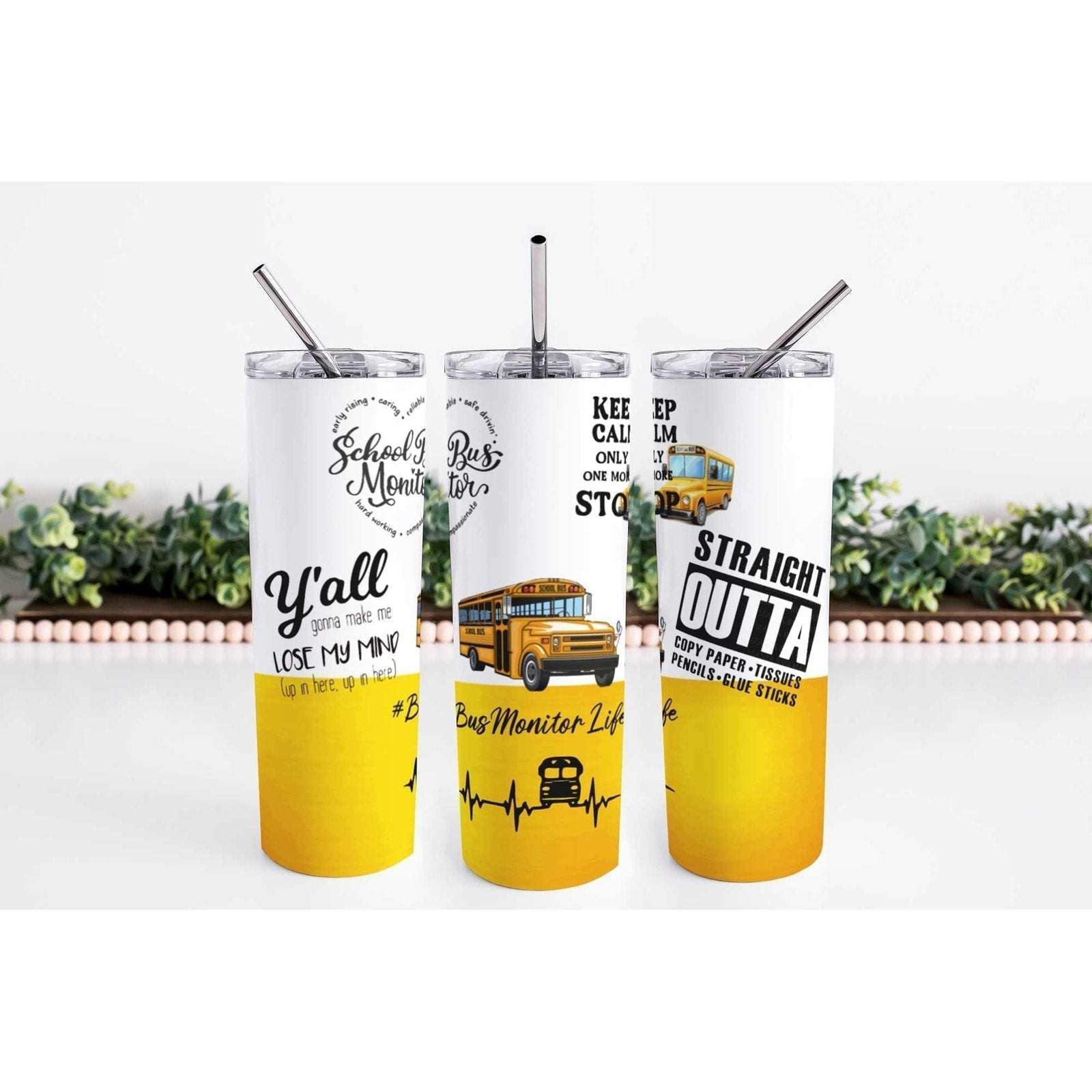 School Bus Monitor Quotes Skinny Tumbler My Simple Creations 