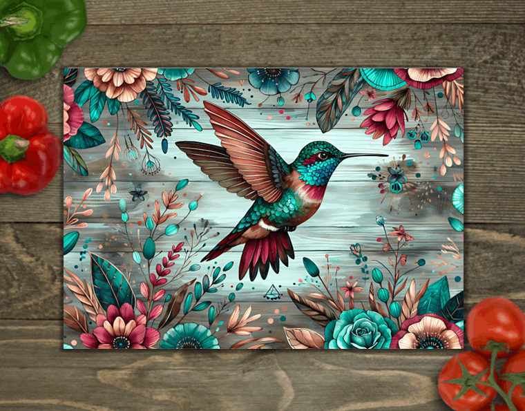 Tempered Glass Hummingbird Cutting Board
