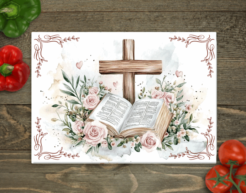 Tempered Glass Religious Cross Cutting Board
