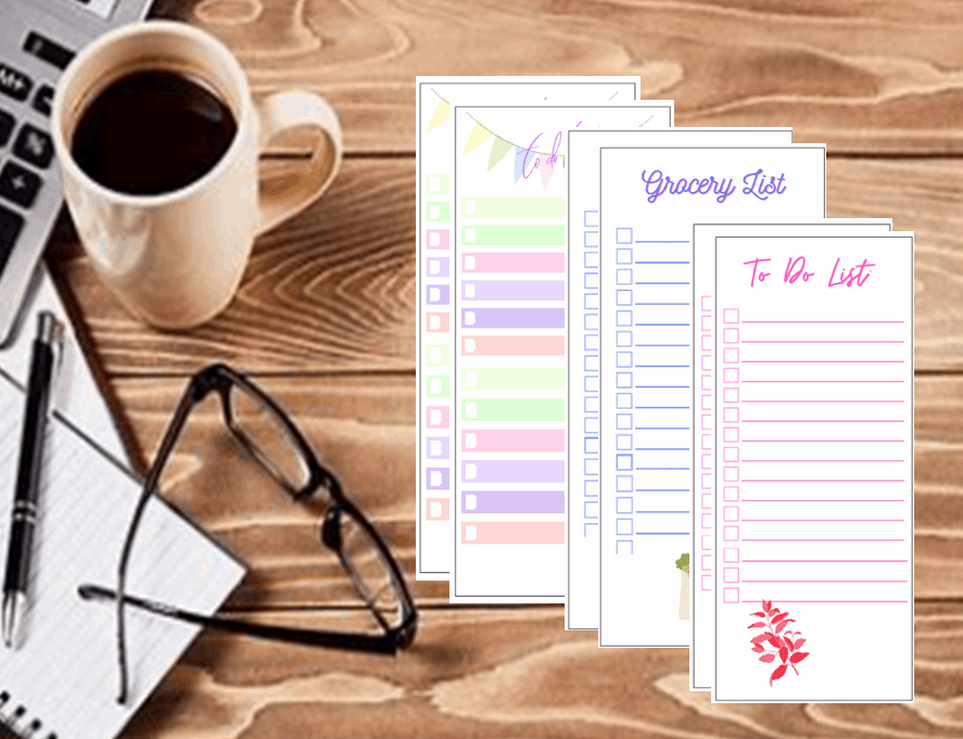 Colorful To Do List/Grocery List 6 pack