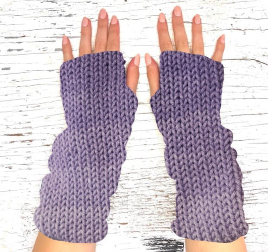 Purple Ombre Knit Fingerless Gloves