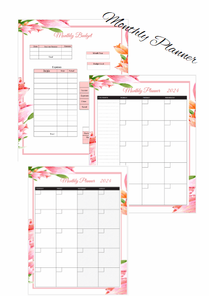 2024 Printable Planner - Tulip Design