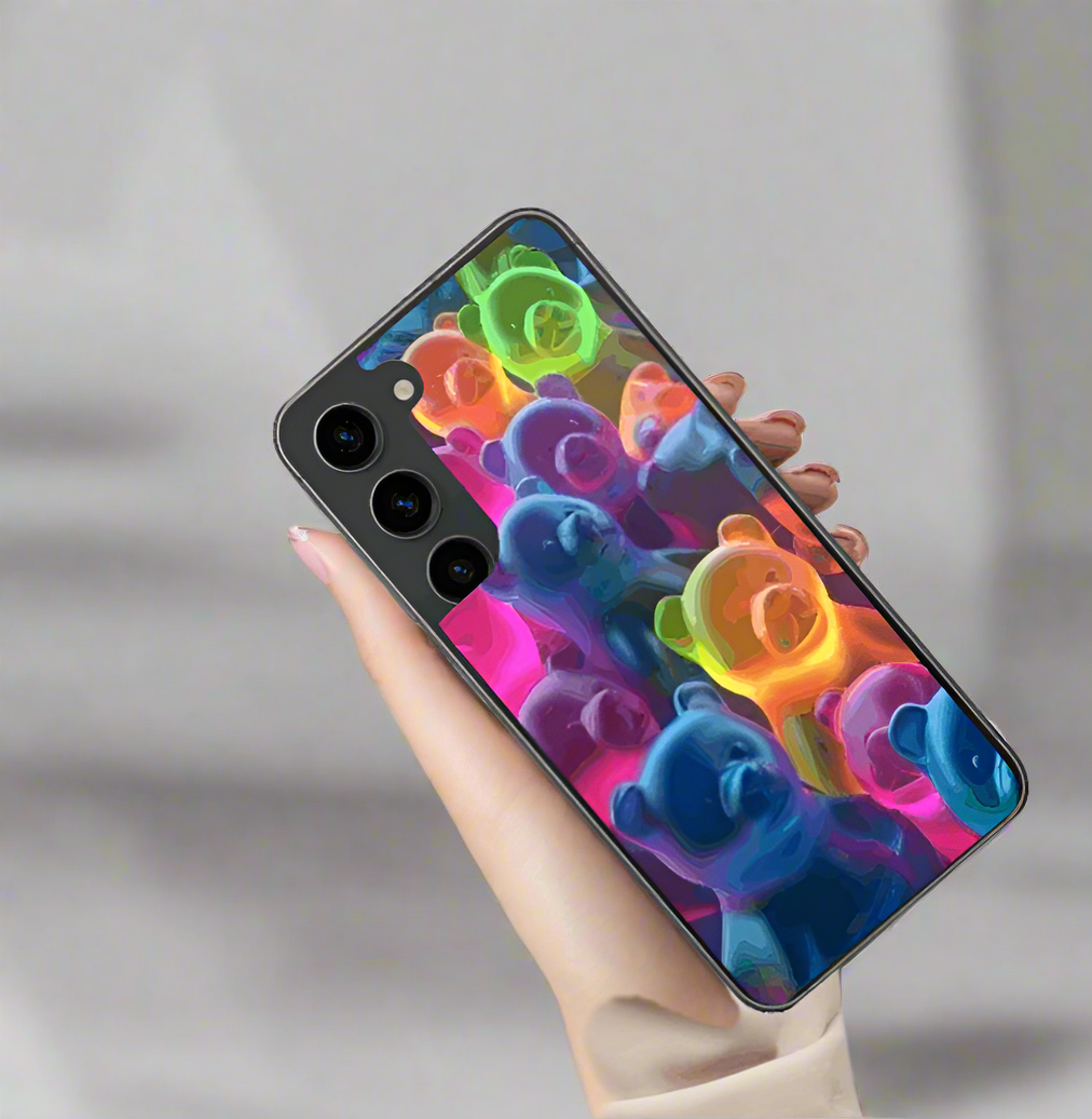 Neon Gummy Bears Samsung Galaxy S23+ Phone Case, Anti-Slip Shockproof Bumper