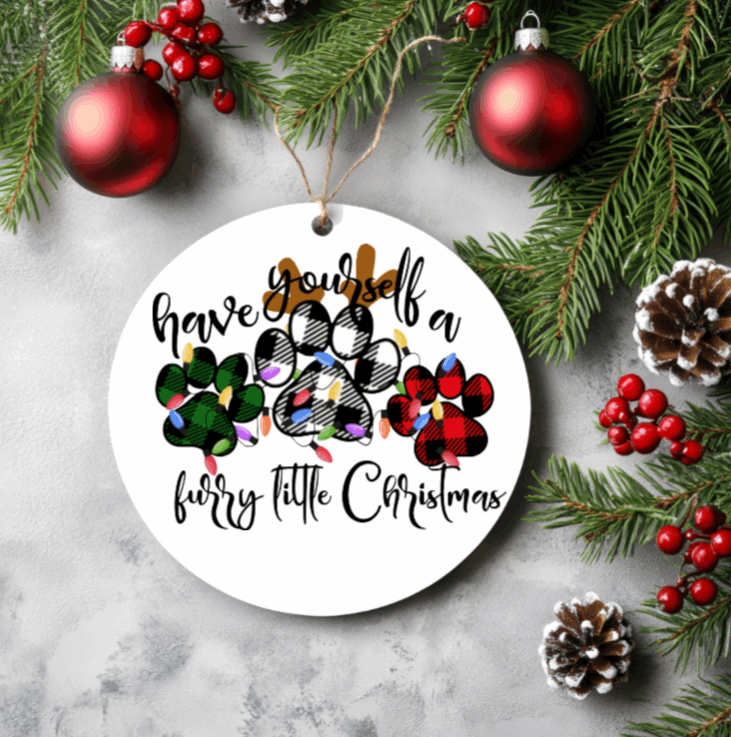 Have a Furry Christmas, Metal Double Sided Ornament