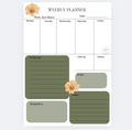 52-page Floral Weekly Planner with Note, To Do List, Reminders, Goals blocks