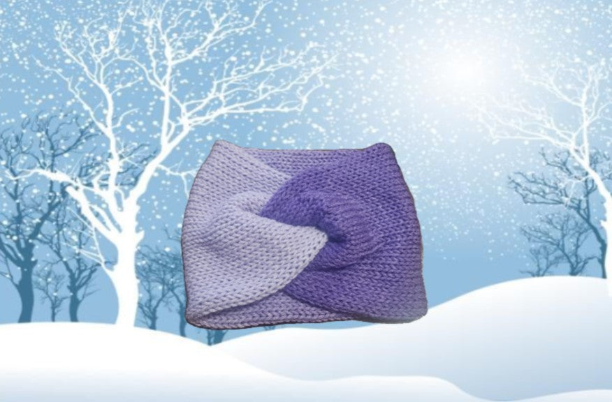 Purple Ombre Twisted Knitted Headband