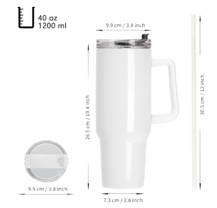 Stainless Steel 40oz Mom Themed Tumbler w/Handle &straw