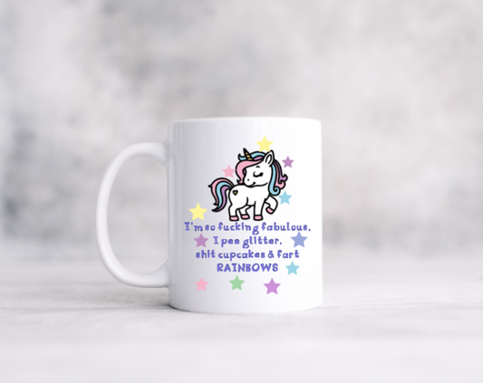 "Rainbows and Glitter" Ceramic Coffee Mug 11 or 15oz