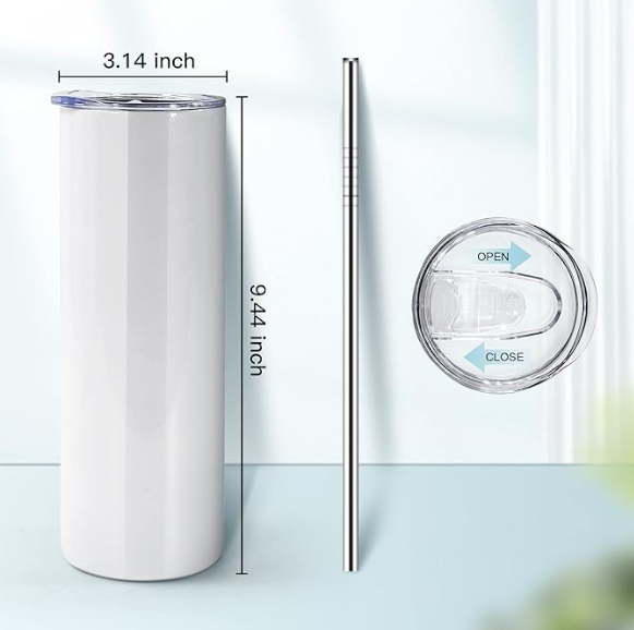 Custom Skinny Tumbler, 16oz, 20oz, 30oz Stainless Steel