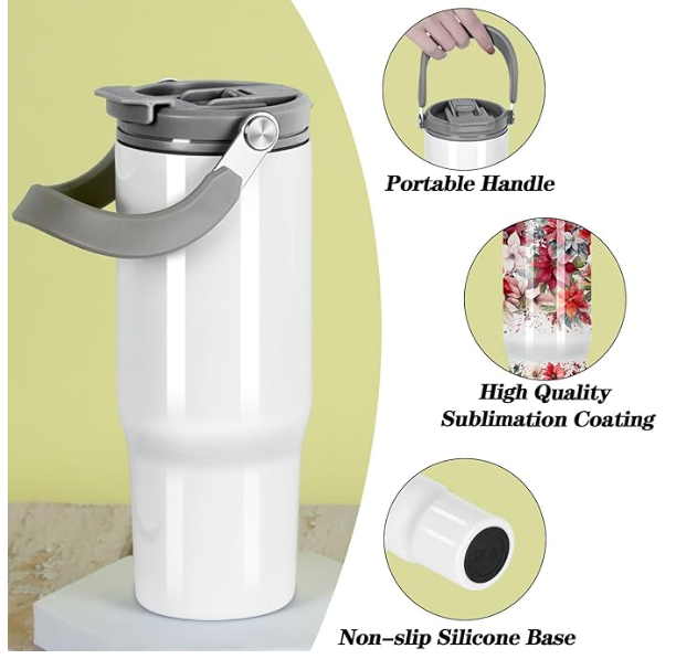 Customized 30oz Stainless Steel Tumbler with Handle